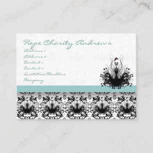 Tarjeta De Visita Blue Vintage Clothing Boutique Fashion Diva Damask