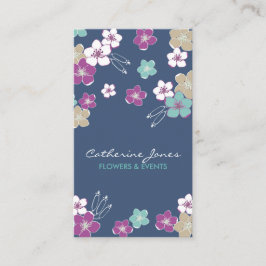 Tarjeta De Visita Blue violet hawaiian exotic flowers illustration