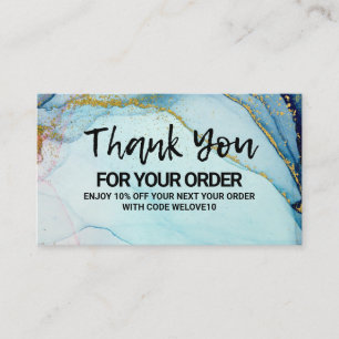 Tarjeta de visita Blue Watercolor Gold Discount