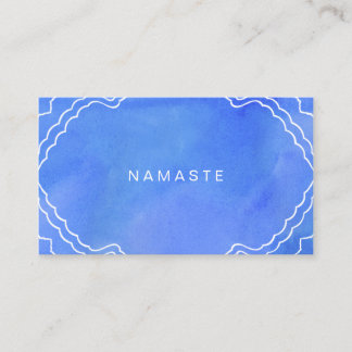 Tarjeta De Visita Blue Watercolor Namaste Yoga Instructor