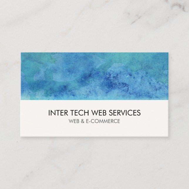 Tarjeta De Visita Blue Watercolor Web Design Business Card (Anverso)