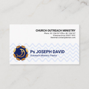 Tarjeta De Visita Blue Wave Lines Gold Fish Life Buoy Christian