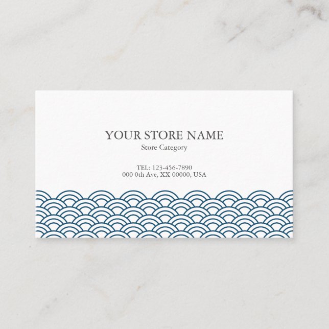 Tarjeta De Visita Blue Waves "Seigaiha" WAGARA 名刺 (Anverso)