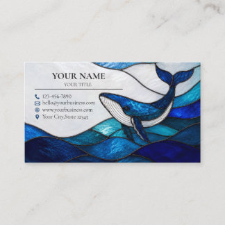 Tarjeta De Visita Blue Whale Stained Glass Ocean Business Card