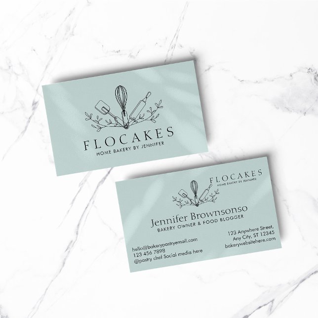 Tarjeta De Visita Blue Whisk Pastry Chef Home Bakery Cafetería Pastr (BAKERY PASTRY CHEF COOK CAKE event planner business)