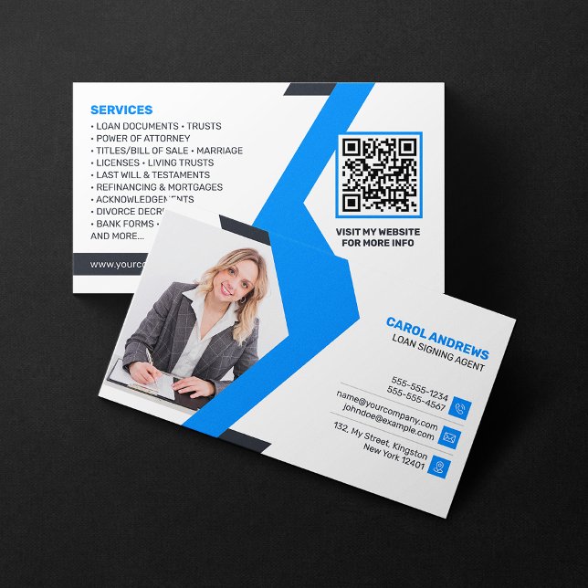 Tarjeta De Visita Blue, White Loan Siging Agent, Consultor, Abogado (Subido por el creador)