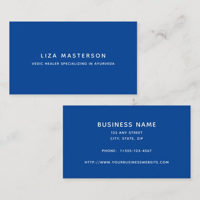 Tarjeta De Visita Blue White Minimal Alternative Medicine Healer (Anverso / Reverso)