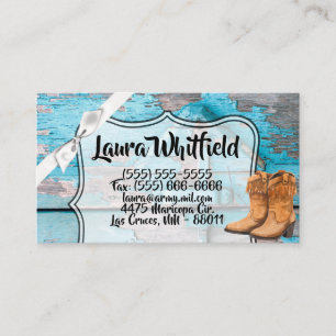 Tarjeta de visita Blue Wood Barn Puerta Boots Coun