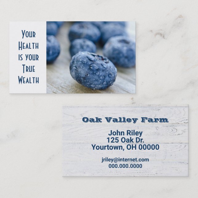 Tarjeta De Visita Blueberries En Barnwood (Anverso / Reverso)