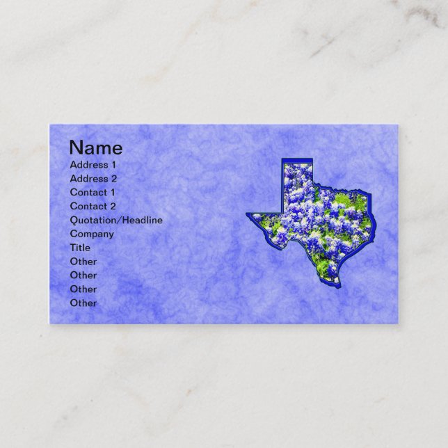 TARJETA DE VISITA BLUEBONNETS DE TEJAS (Anverso)