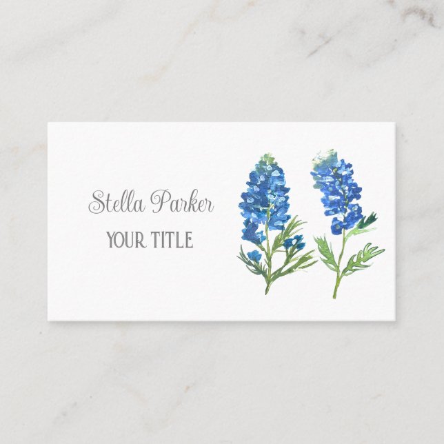 Tarjeta De Visita Bluebonnets Texas Blue Floral Business Card (Anverso)