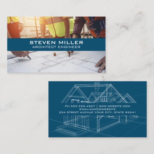 Tarjeta De Visita Blueprints de Arquitectos | Estructura (Anverso / Reverso)