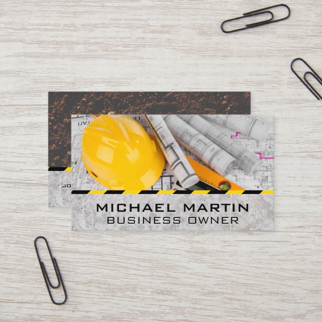 Tarjeta De Visita Blueprints | Hardhat | Estructura (Anverso/Reverso In Situ)