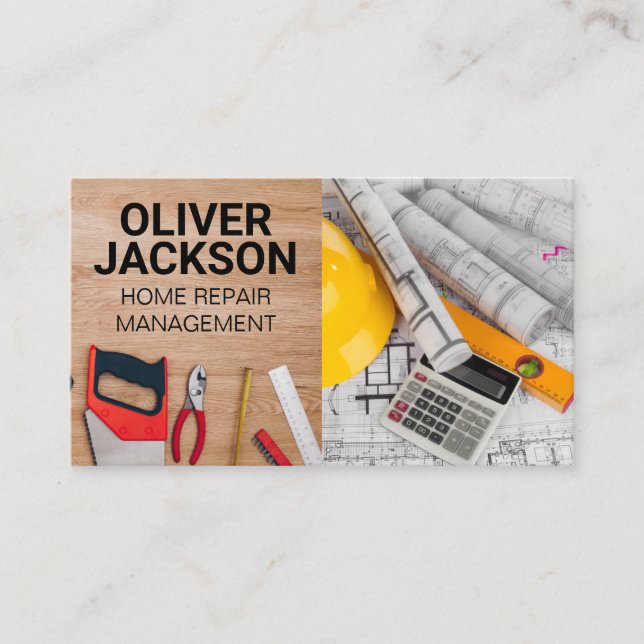 Tarjeta De Visita Blueprints | Herramientas de construcción (Anverso)