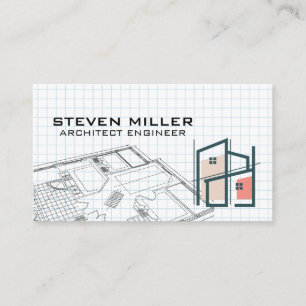 Tarjeta De Visita Blueprints   Logotipo de arquitecto   Contratista 