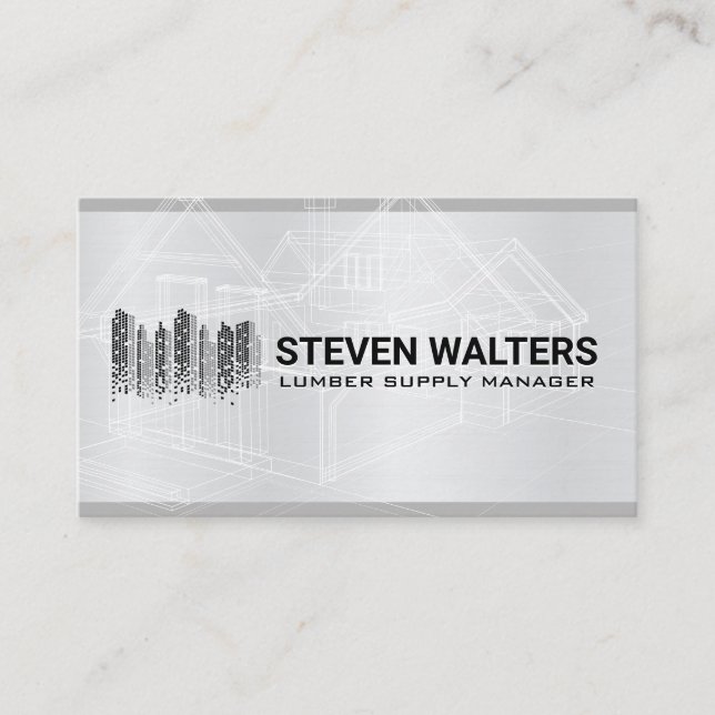 Tarjeta De Visita Blueprints | Logotipo del edificio (Anverso)