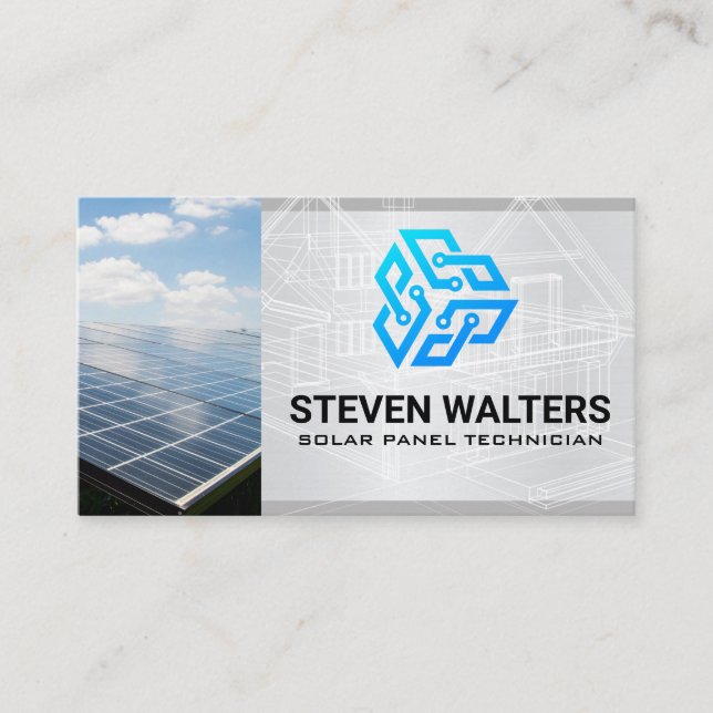 Tarjeta De Visita Blueprints | Panel solar | Logotipo (Anverso)