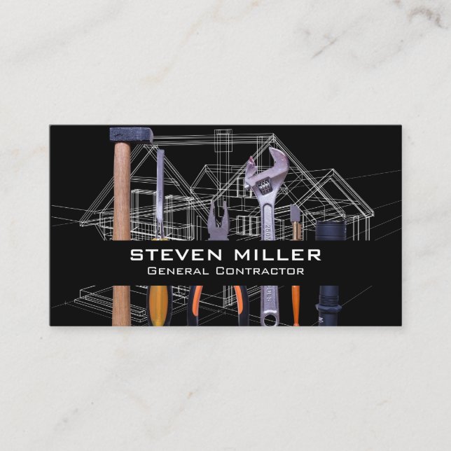 Tarjeta De Visita Blueprints para House | Arquitecto | Herramientas  (Anverso)