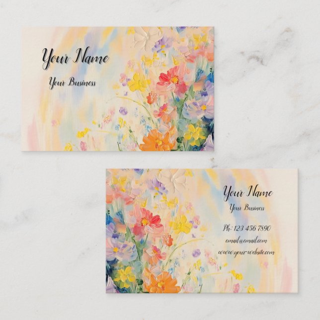 Tarjeta De Visita Blumenmotiv in Ölfarben (Anverso / Reverso)