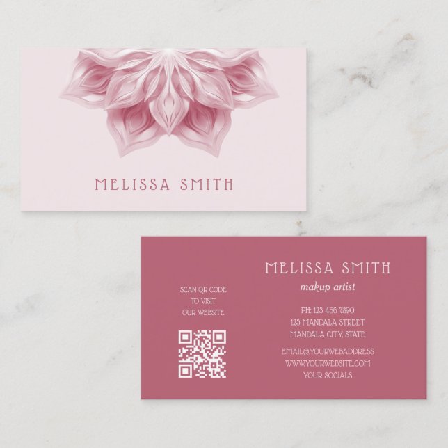 Tarjeta De Visita Blush 3D Mandala  (Anverso / Reverso)
