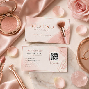 Tarjeta De Visita Blush Femenino Código QR Rose Gold de Marca de Sal