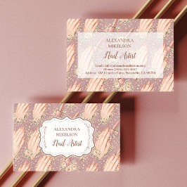 Tarjeta De Visita Blush Floral Nail Technician Business