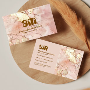 Tarjeta De Visita Blush Gold Mármol Elegante Profesional
