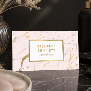 Tarjeta De Visita Blush Gold Mármol Esteticista Lujo