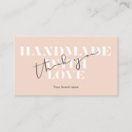 Tarjeta De Visita Blush Handmade With Love Thank You Small Business