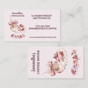 Tarjeta De Visita Blush Patisserie Cafe Marca Personalizada