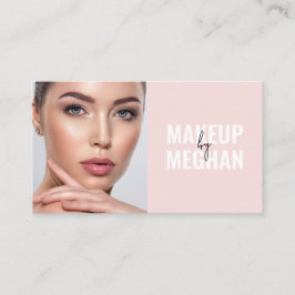 Tarjeta De Visita Blush Pink Black Modern Photo Makeup