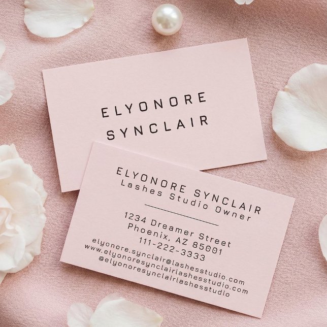 Tarjeta De Visita Blush Pink Black Script Lashes (Subido por el creador)