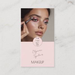 Tarjeta De Visita Blush Pink Black Script Photo Makeup 