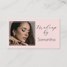 Tarjeta De Visita Blush Pink Black Script Photo Makeup