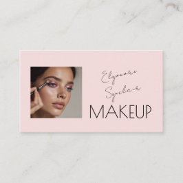 Tarjeta De Visita Blush Pink Black Script Photo Makeup 