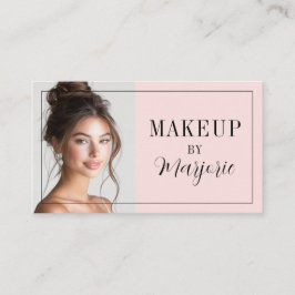 Tarjeta De Visita Blush Pink Black Script Photo Makeup