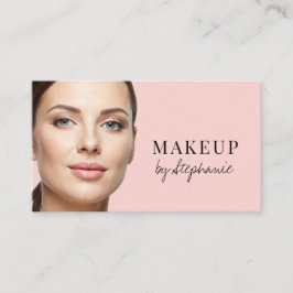 Tarjeta De Visita Blush Pink Black Script Photo Makeup