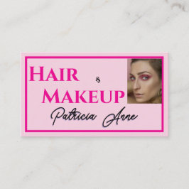 Tarjeta De Visita Blush Pink Black Script Photo Makeup Business Card