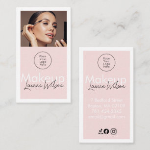 Tarjeta De Visita Blush Pink Cabello, Estudio de Maquillaje y Bellez