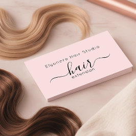 Tarjeta De Visita Blush Pink Elegant Script Hair Extension Business