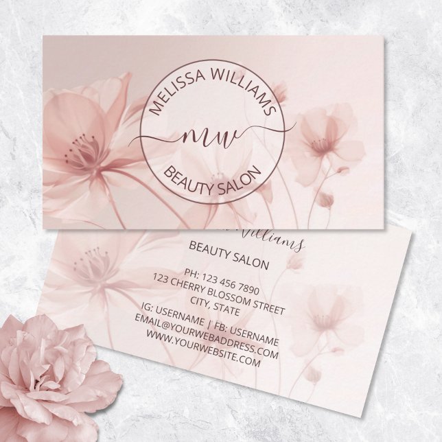 Tarjeta De Visita Blush Pink Flowers Logo (Subido por el creador)