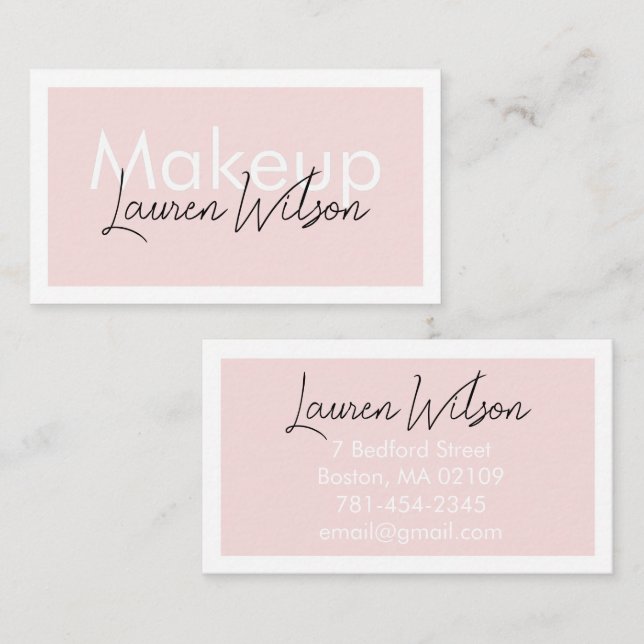 Tarjeta De Visita  Blush Pink Hair, Makeup & Beauty Business Card (Anverso / Reverso)