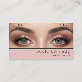 Tarjeta De Visita Blush Pink Modern Photo Makeup QR Code