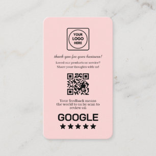 Tarjeta De Visita Blush Pink QR   Google Reviews Retroalimentación p