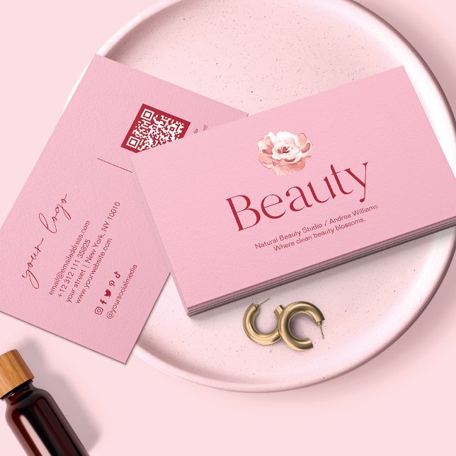 Tarjeta De Visita Blush Pink Salon Beauty Business Card (Subido por el creador)