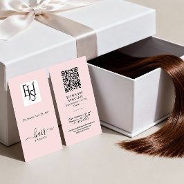 Tarjeta De Visita Blush Pink Script Logo QR Code Hair Extension