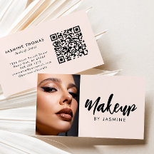 Blush Pink Script QR Code Photo Makeup