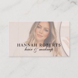 Tarjeta De Visita Blush Pink Script Social QR Code Photo 