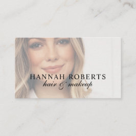 Tarjeta De Visita Blush Pink Script Social QR Code Photo Hair Makeup