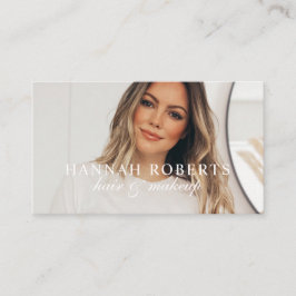 Tarjeta De Visita Blush Pink Script Social QR Code Photo Hair Makeup